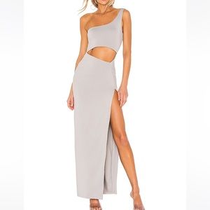 Superdown Erla Cutout Maxi Dress in Light Grey